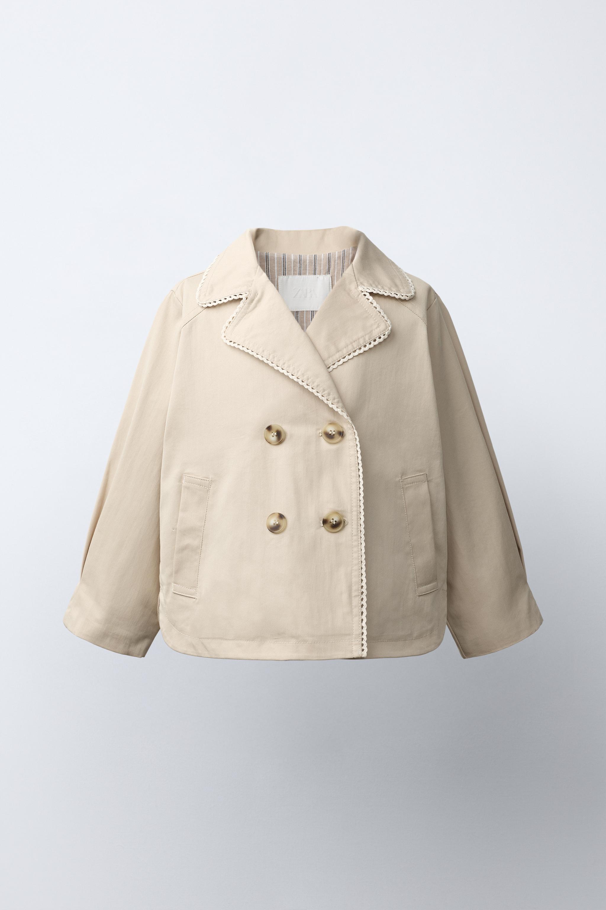 SHORT LACE TRENCH COAT — Beige
