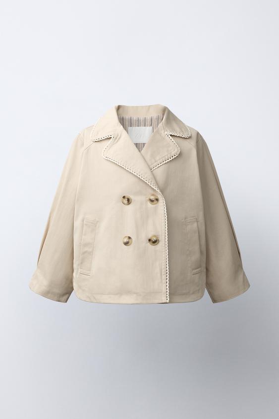 SHORT LACE TRENCH COAT - Beige by Zara - Image 0