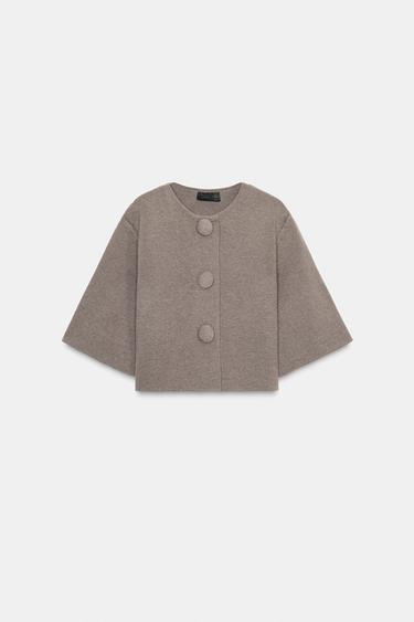 COVERED BUTTON KNIT CARDIGAN - Brown / Taupe by Zara - Image 5