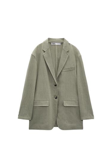 STRAIGHT LINEN-BLEND BLAZER