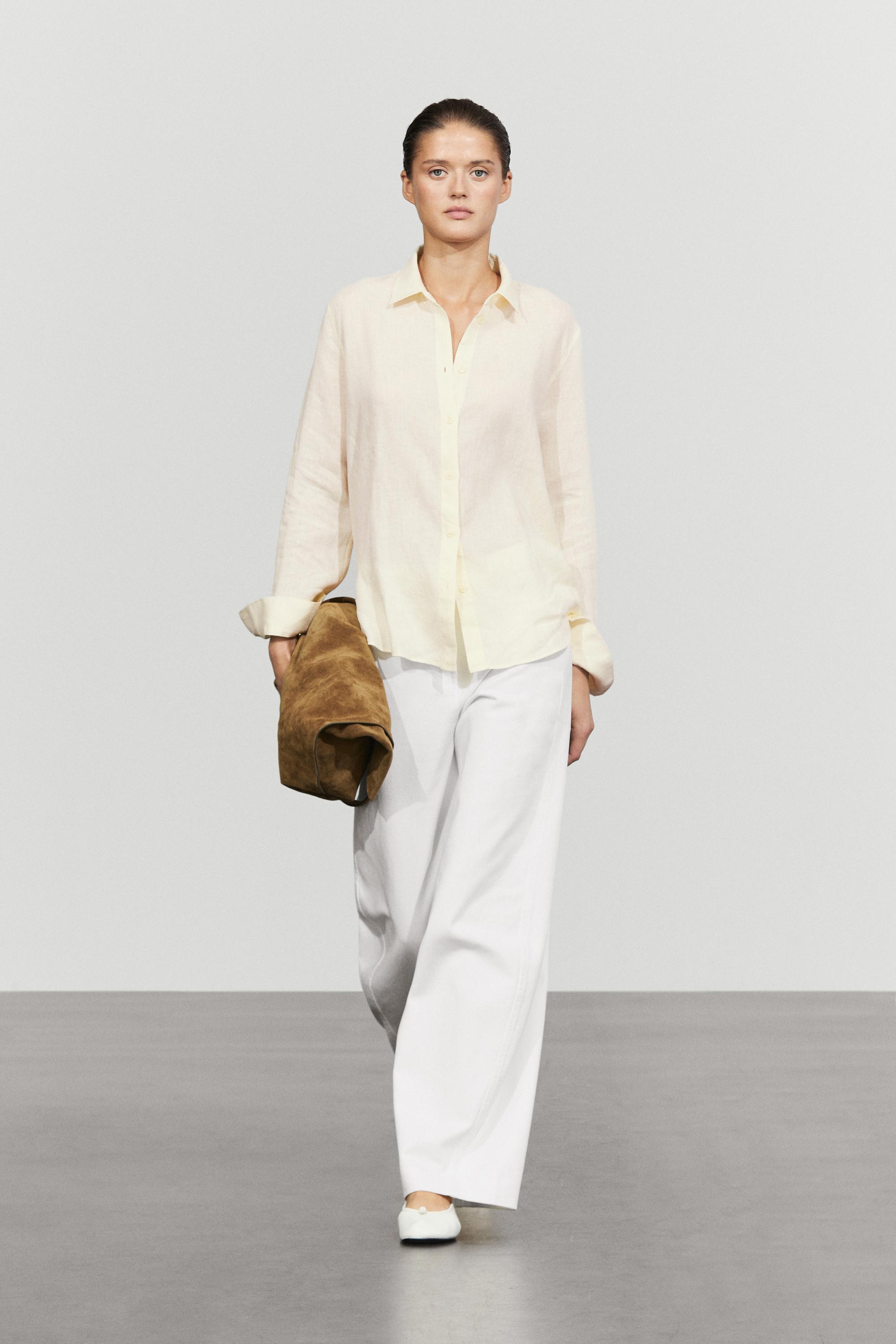 Flowing 100% linen shirt — Yellow