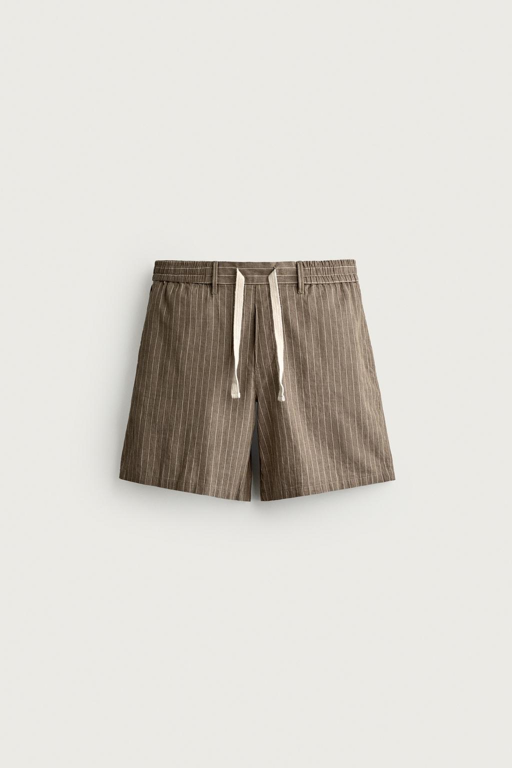 COTTON/LINEN RELAXED FIT BERMUDA SHORTS