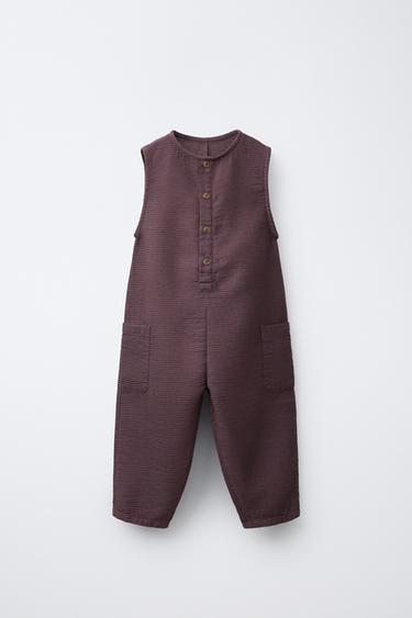 LANGER OVERALL MIT WAFFLE-MUSTER - Burgundrot von Zara