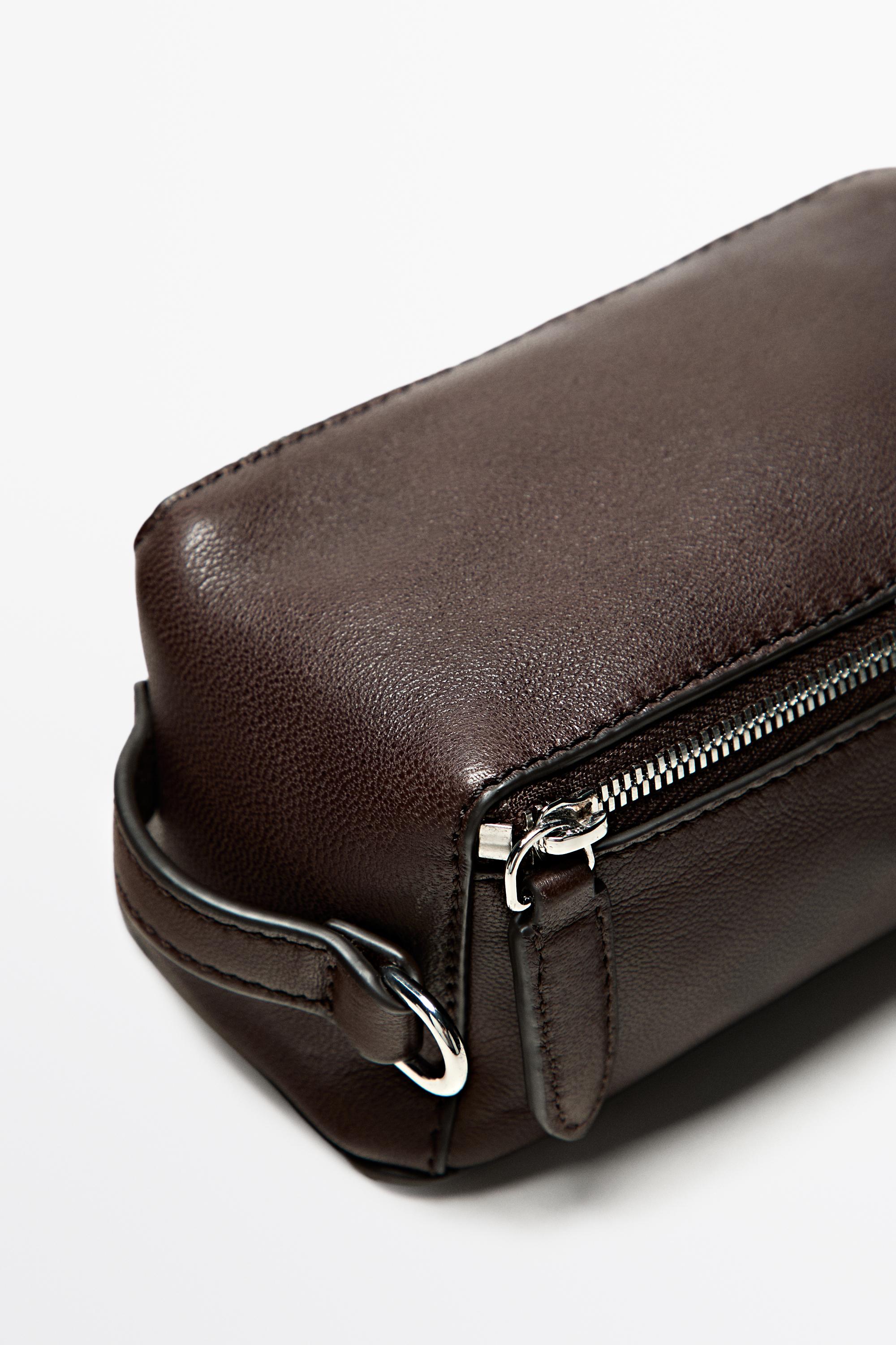 Rectangular nappa leather toiletry bag