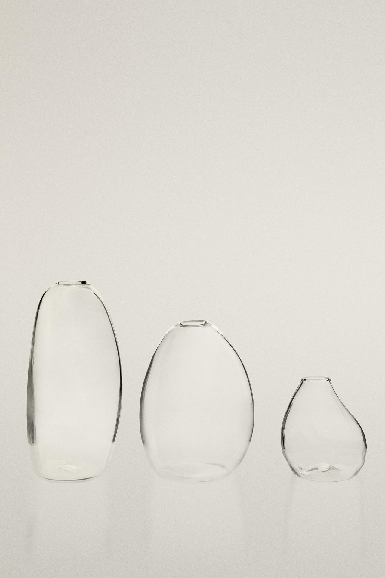 SMALL IRREGULAR GLASS VASE — Transparent