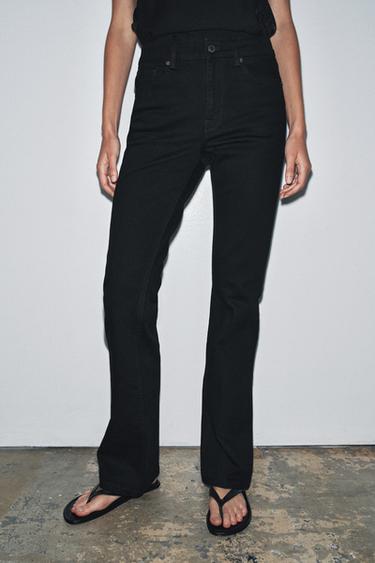Zara ZW COLLECTION BOOTCUT FARMERKE VISOKOG STRUKA – Crna
