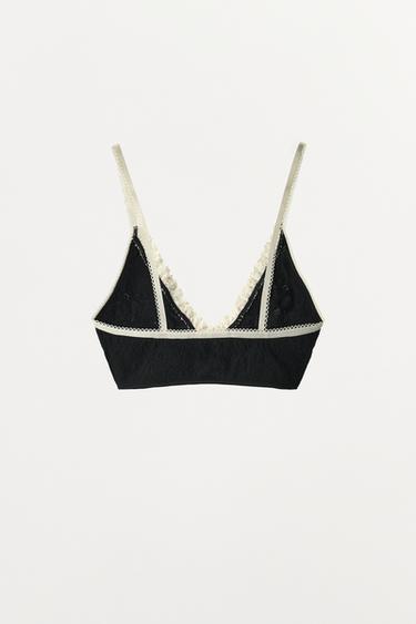 SEAMLESS LACE BRALETTE - Black / White by Zara - Image 7