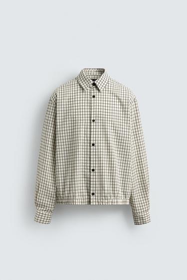 체크 릴렉스핏 오버셔츠 - Zara 화이트 / 블랙