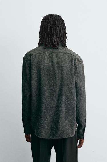 FLUID FLORAL JACQUARD SHIRT - Anthracite Grey by Zara - Image 2