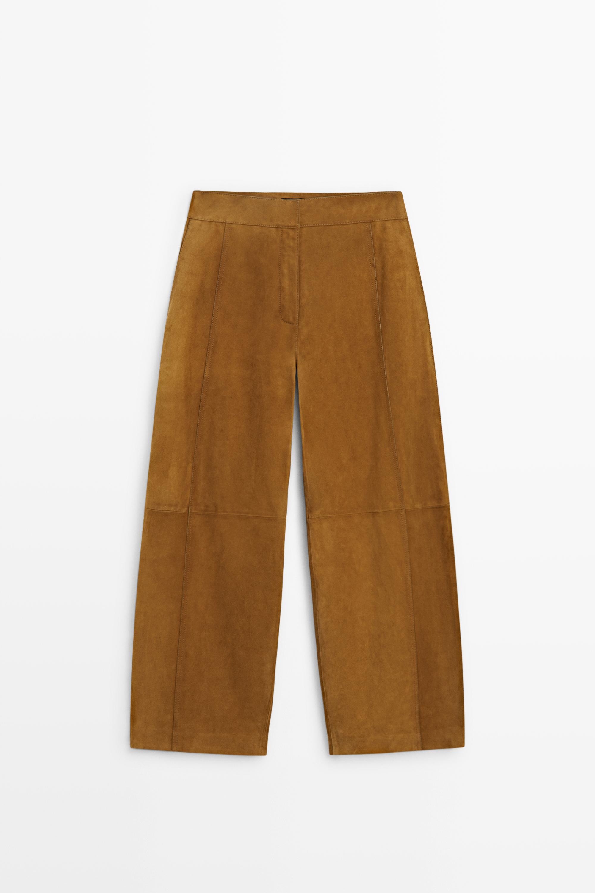 Suede goatskin barrel fit pants
