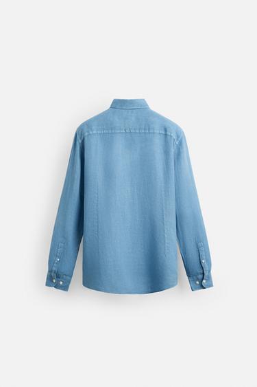 CHEMISE 100 % LIN - Bleu clair de Zara - Image 7