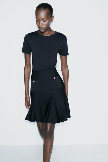 VESTIDO MINI PUNTO TABLAS - Marino de Zara