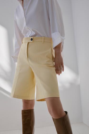 ZWコレクション ロング丈バミューダパンツライトイエローZaraのZWコレクション ロング丈バミューダパンツ - ライトイエロー 