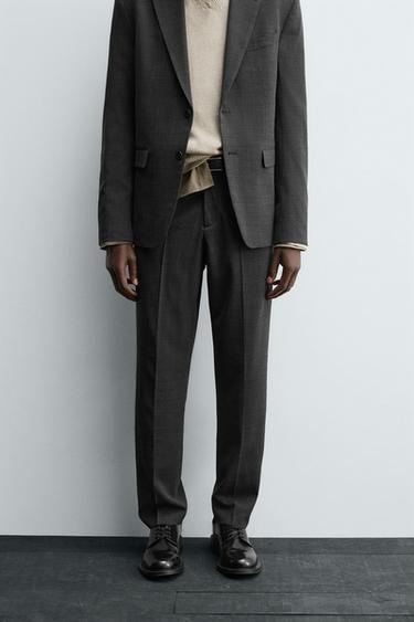 TEXTURED SUIT TROUSERS - Anthracite Grey by Zara