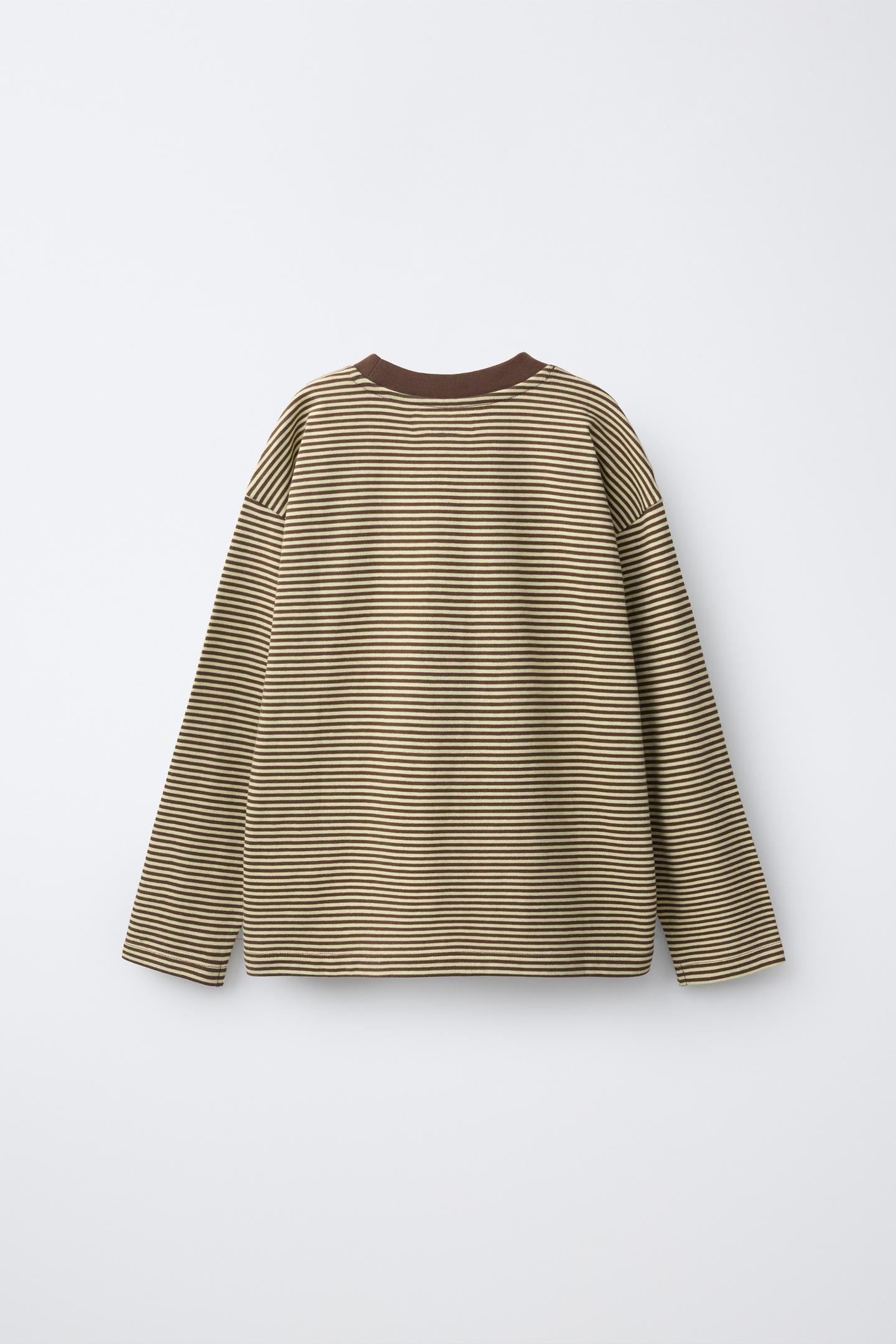 Детская футболка Zara Heavyweight Striped, цвет: Коричневый — фото 2