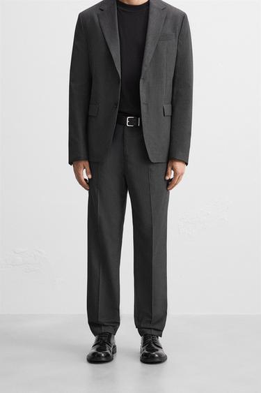 PANTALÓN TRAJE CUADROS - Gris Antracita de Zara