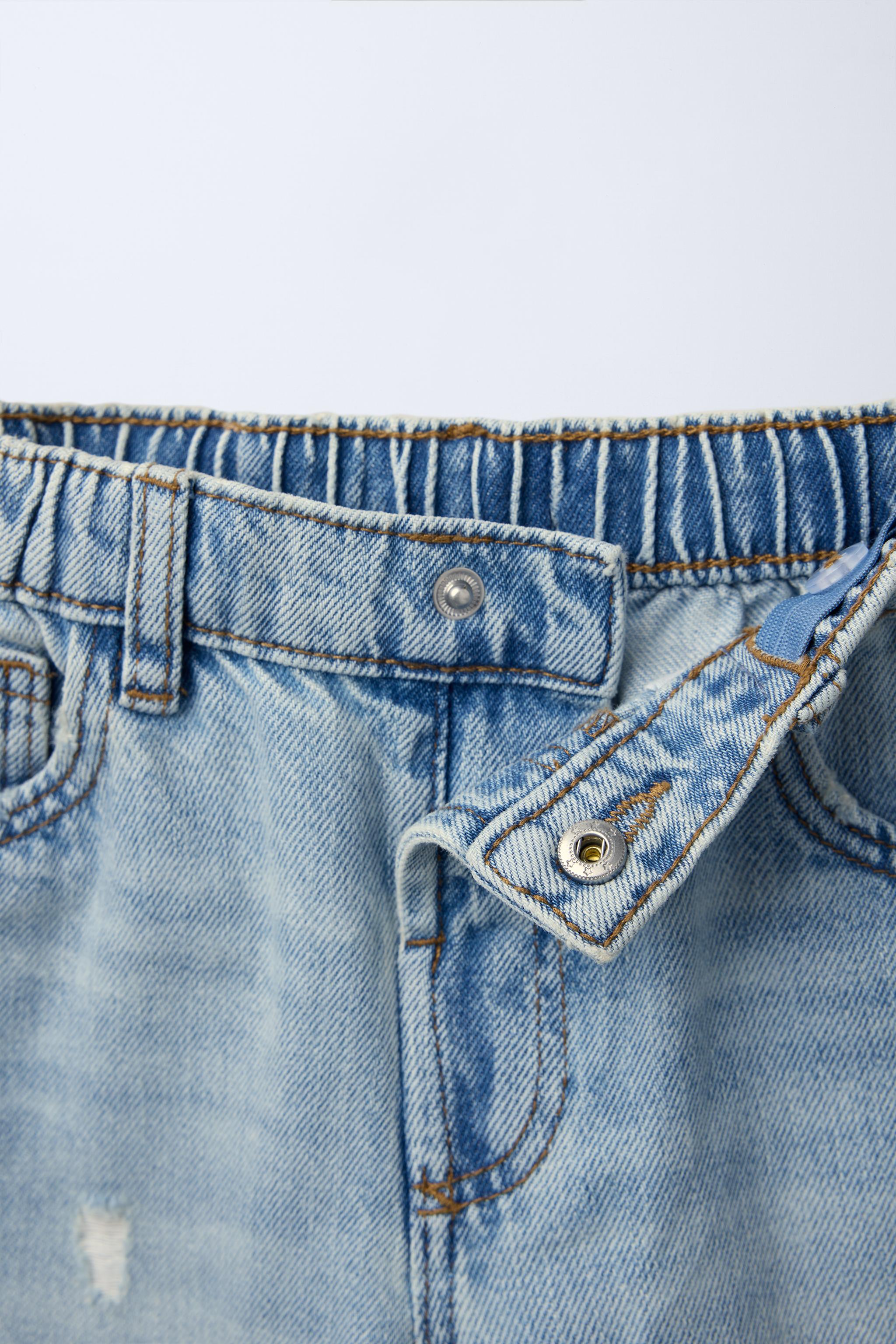 ダメージ加工バギーフィットデニムパンツ - ライトブルー | ZARA