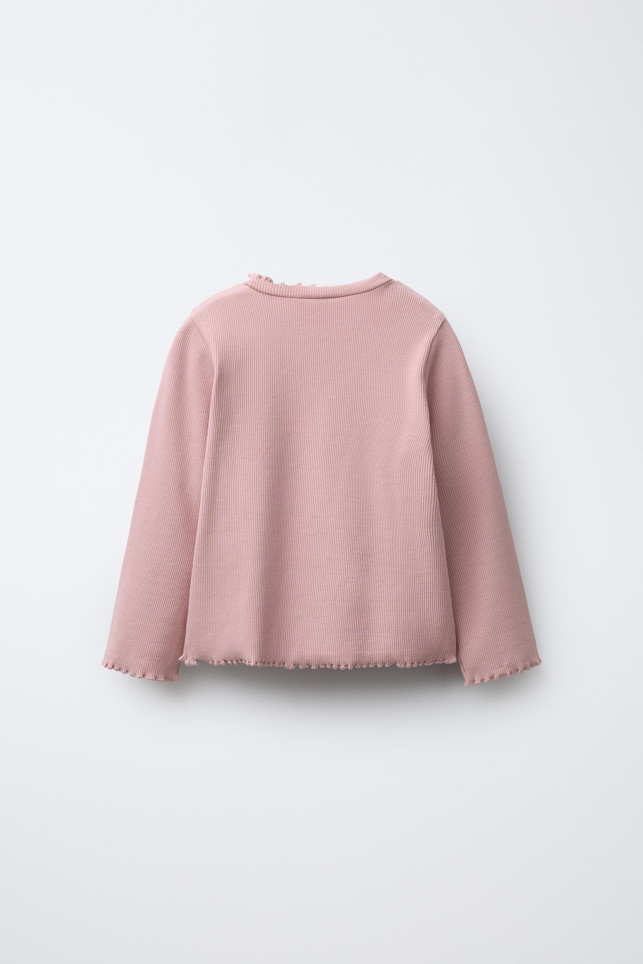 リリ様 リブ編みTシャツ、刺繍ディテール - ライトピンク | ZARA Japan