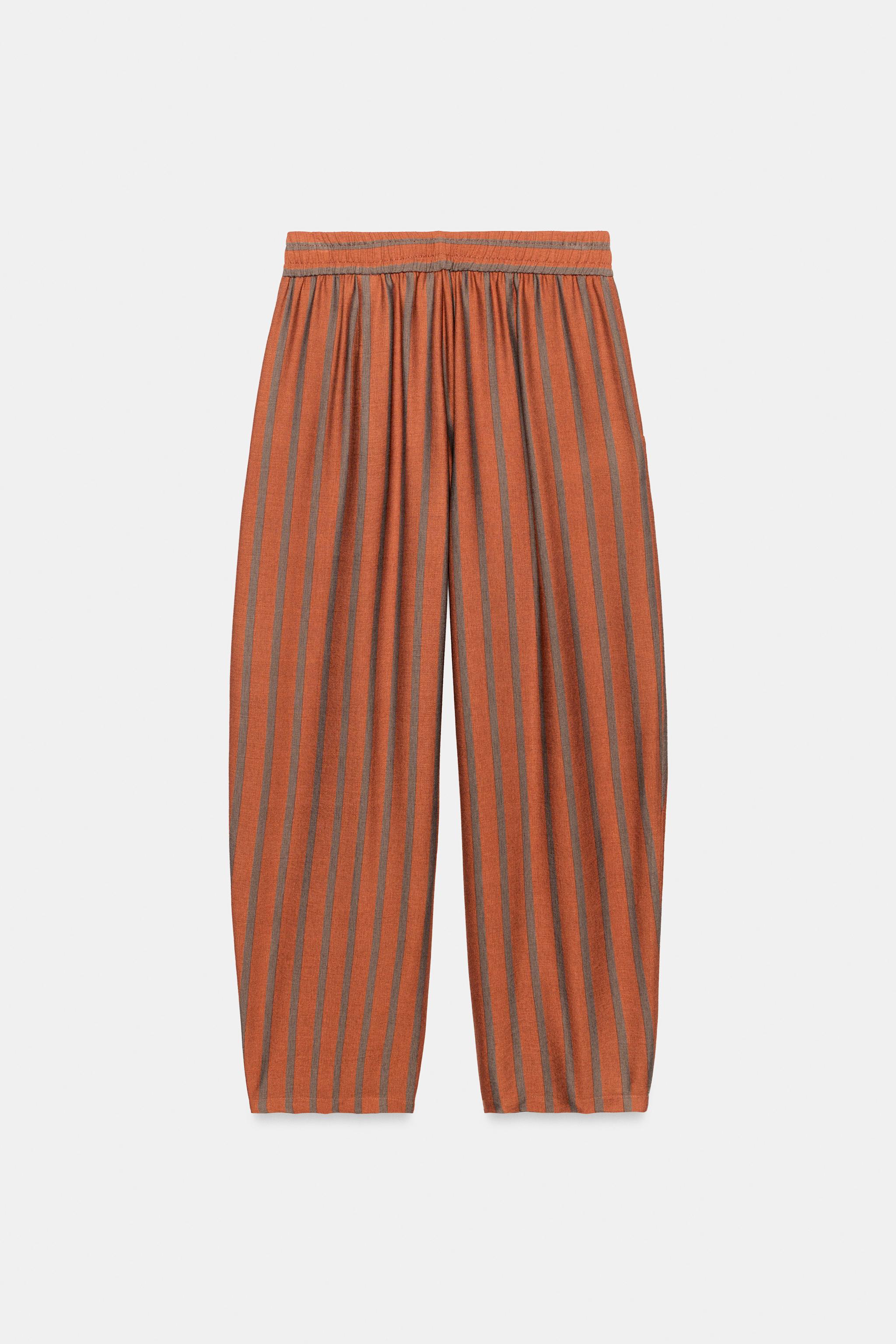 Женские брюки Zara ELASTIC WAIST STRIPED PANTS — фото 7