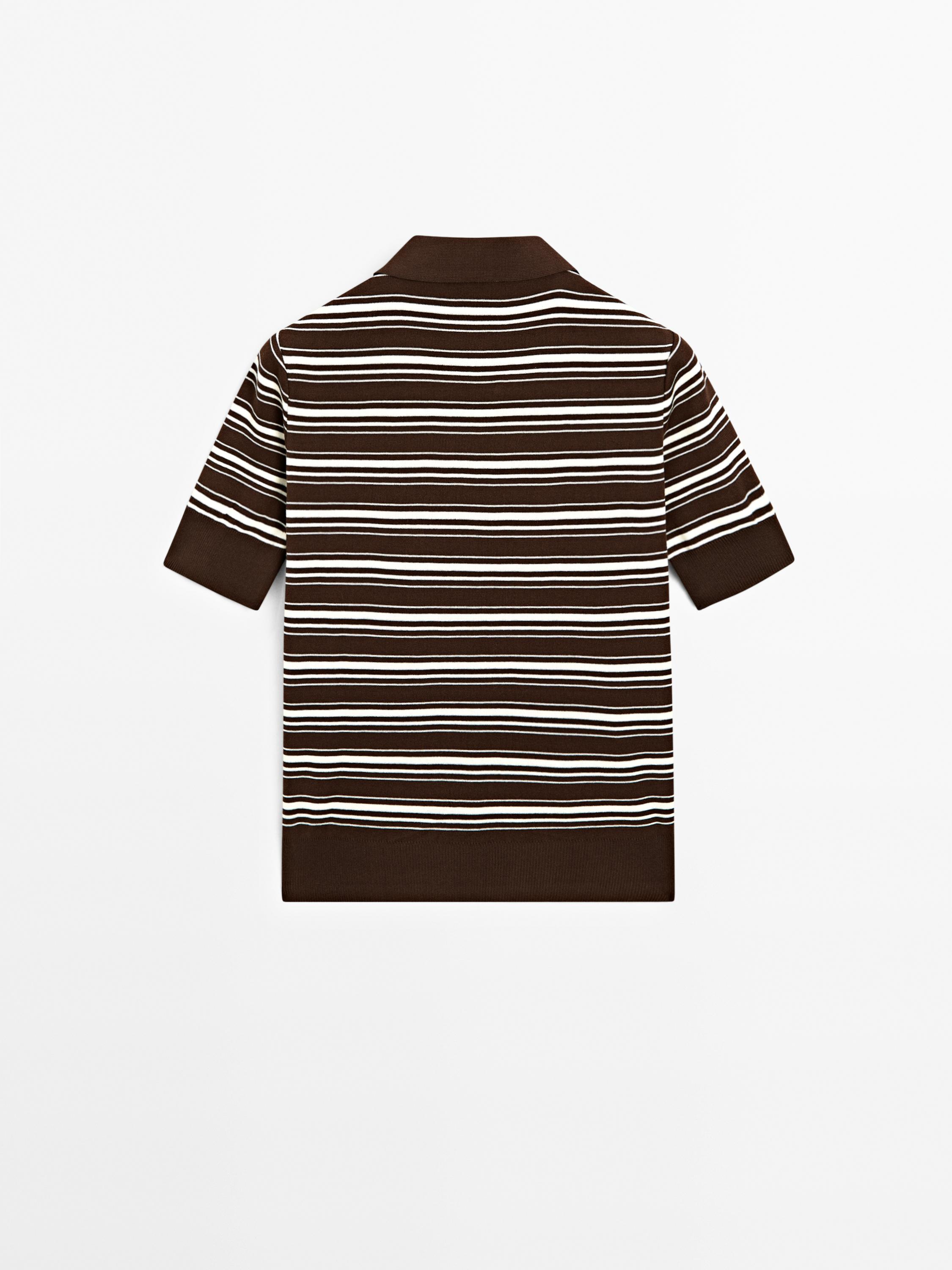 100% cotton polo shirt with striped details