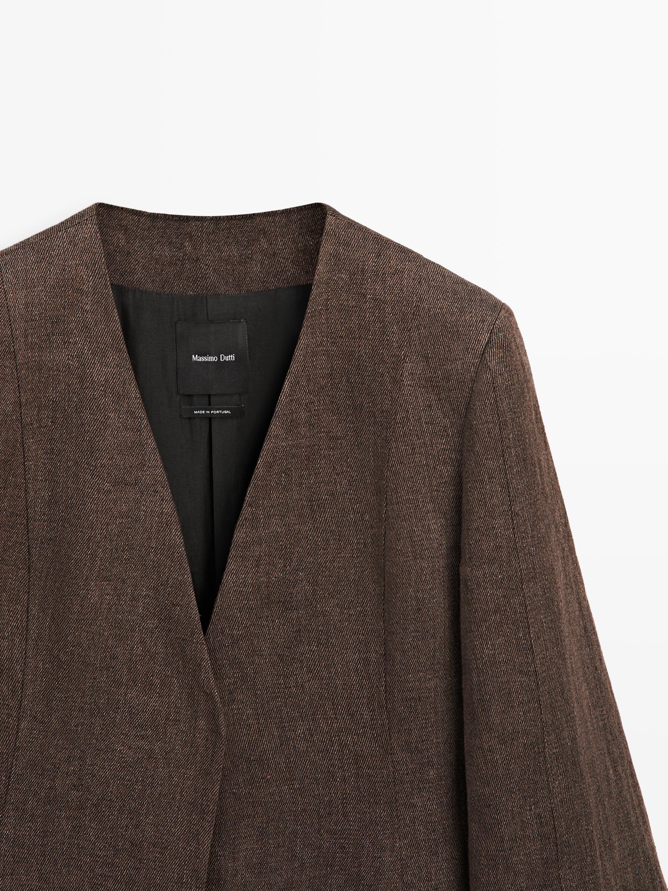 Veste sans revers 100% lin