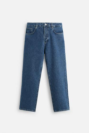 CALÇA RETA - Azul-médio da Zara
