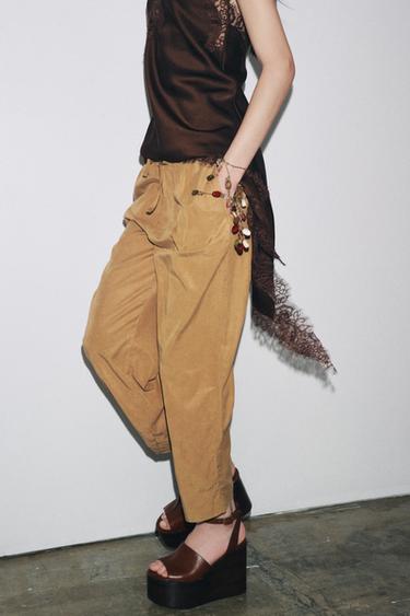 ZW COLLECTION WIDE LEG JOGGING TROUSERS - camel by Zara - Image 2