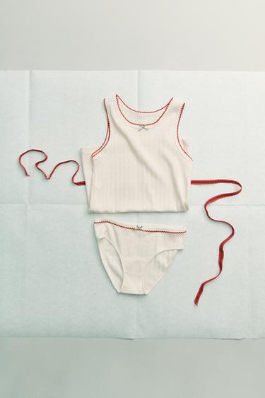 1/2 - 6 YEARS / POINTELLE T-SHIRT AND BRIEFS PACK - Ecru by Zara