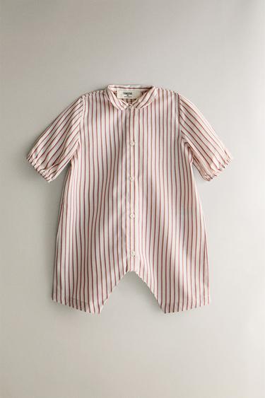 Zara CHILDREN'S STRIPED ROMPER - Pink - Image 0