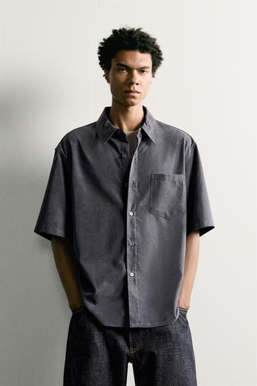 RELAXED FIT FLOWING SHIRT - Navy blue by Zara