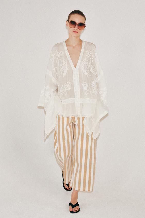 ZW COLLECTION EMBROIDERED CAPE BLOUSE from Zara - $89.90