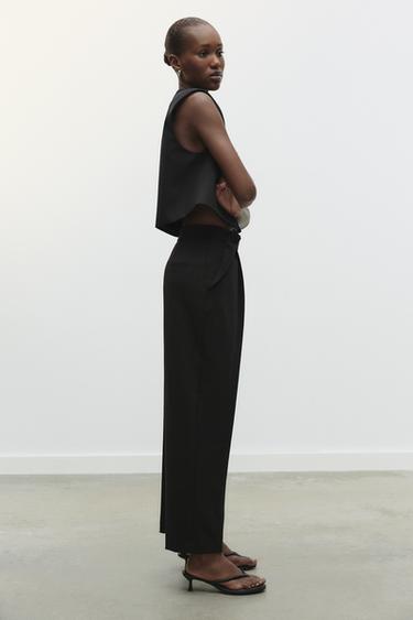 WIDE-LEG TROUSERS WITH PLEATS - Black by Zara - Image 2