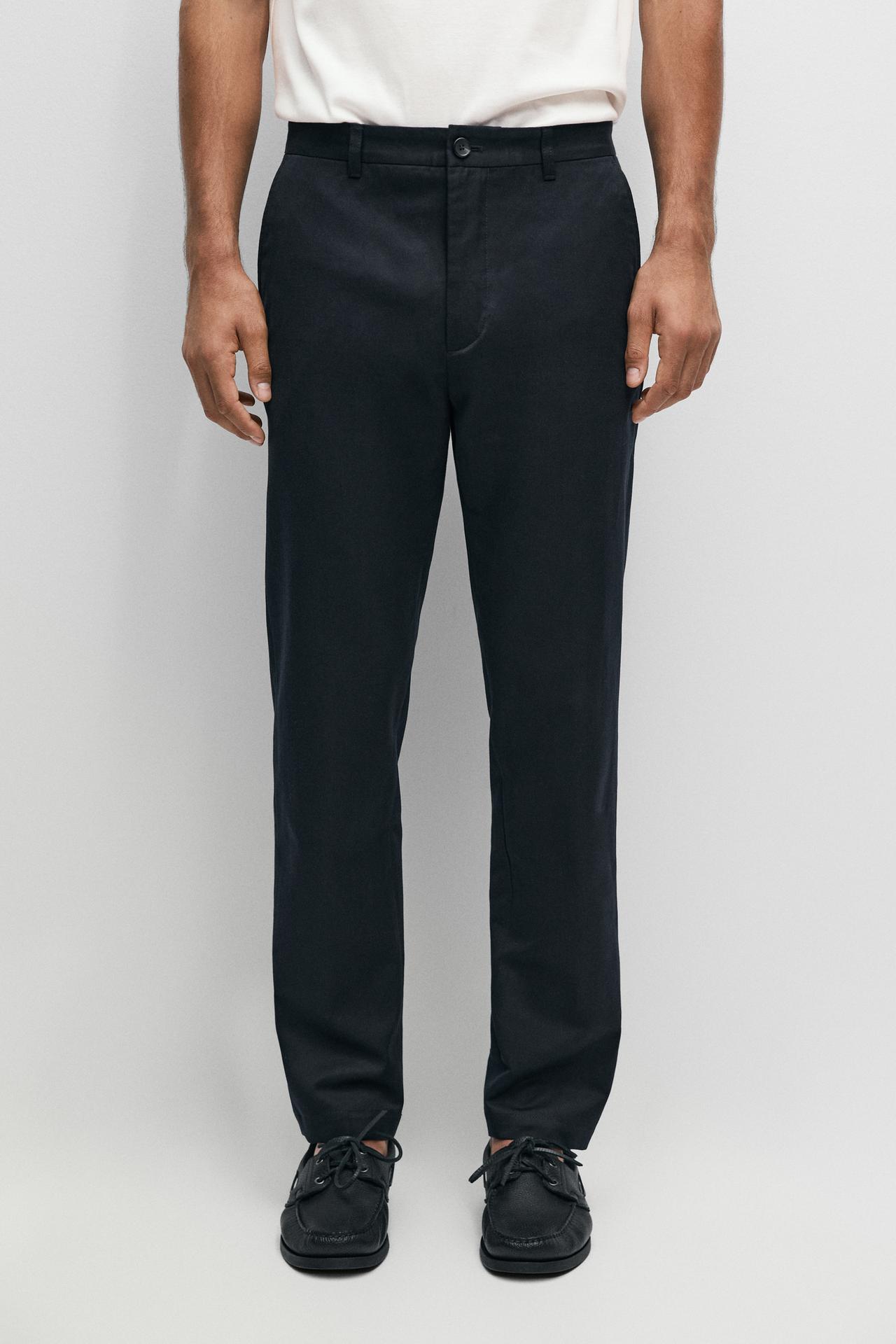 Cotton blend jogger fit pants — Navy blue