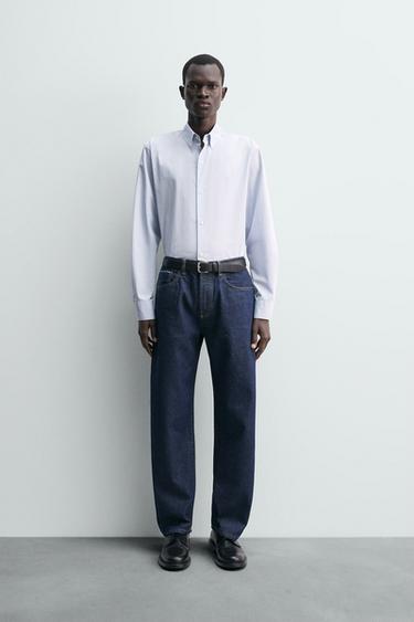 CAMISA REGULAR FIT POPELÍN - Celeste de Zara - Imagen 0