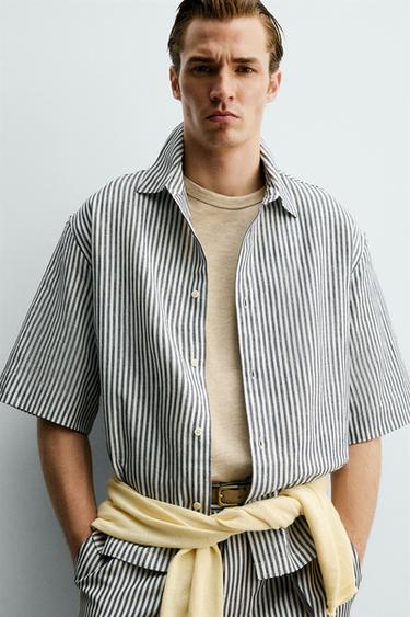 CHEMISE RELAXED FIT À RAYURES - Indigo de Zara - Image 5