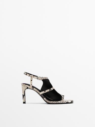 Sandales talon imprimé asymétrique - Serpent de Zara - Image 0