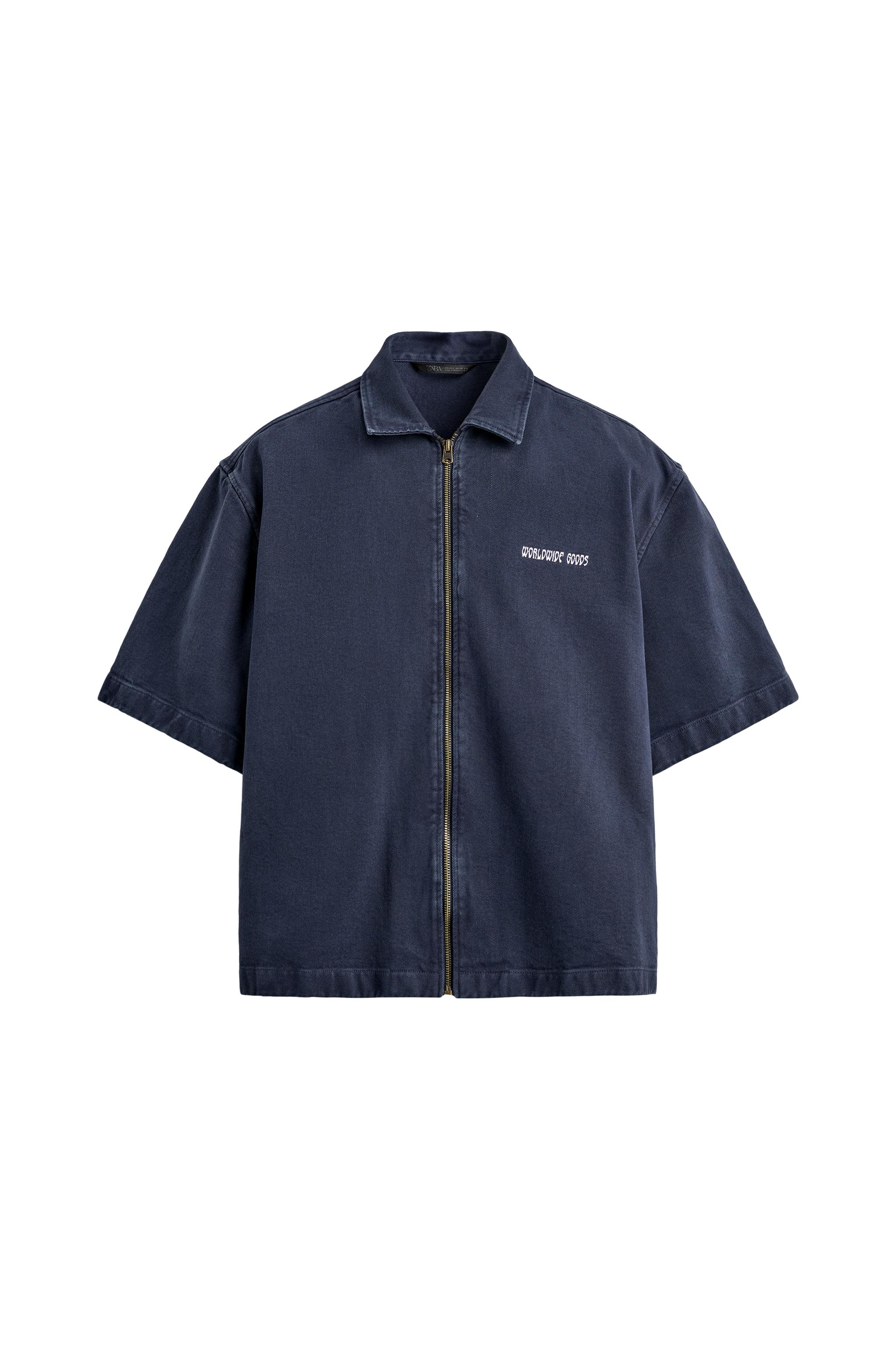 RELAXED FIT ZIP OVERSHIRT - Blue | ZARA Canada
