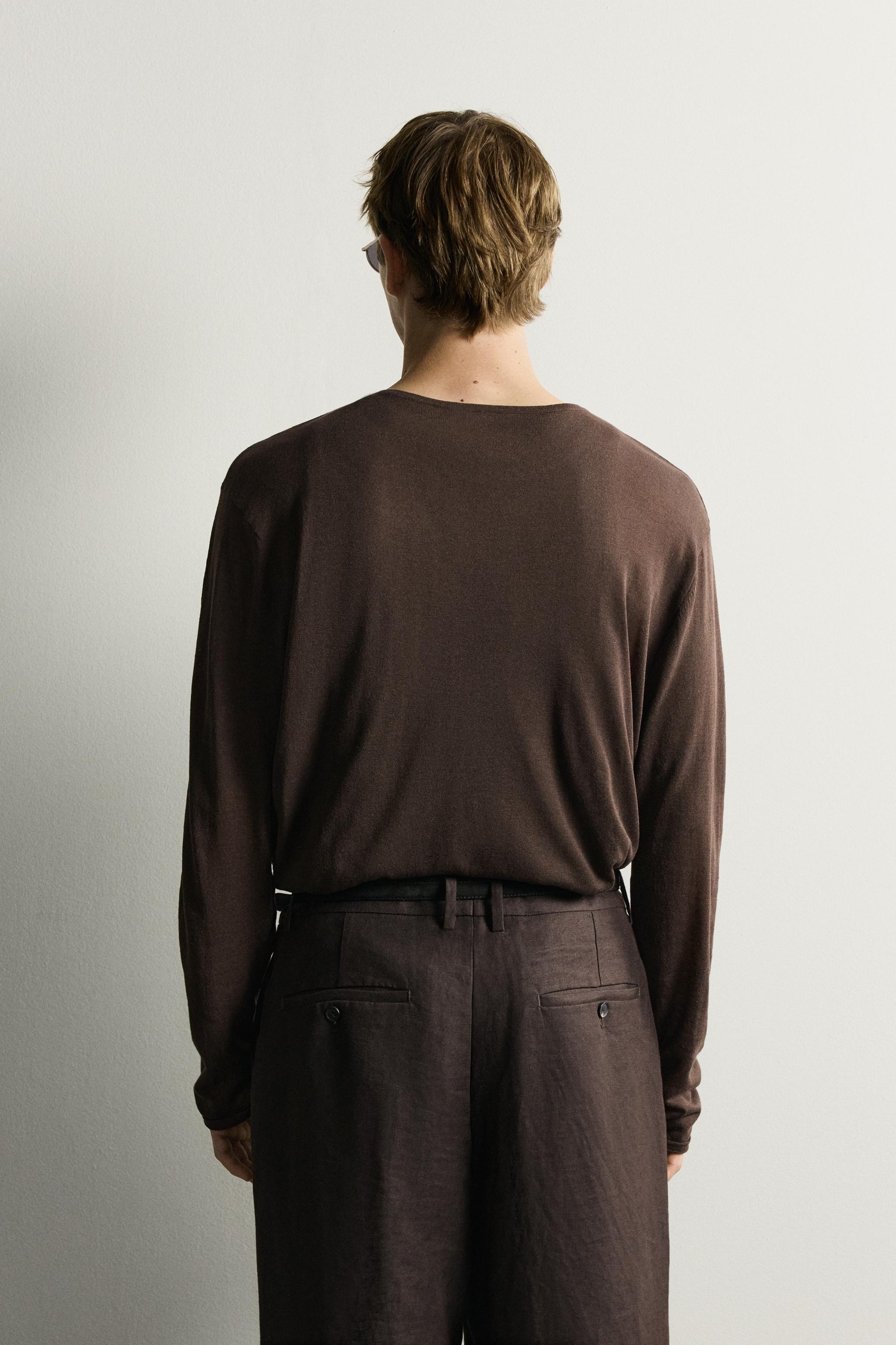 Мужские футболки Zara SEMI-SHEER KNIT T-SHIRT — фото 3
