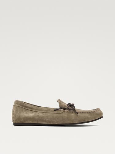 Zara Split suede loafers with bow - SAND/BROWN