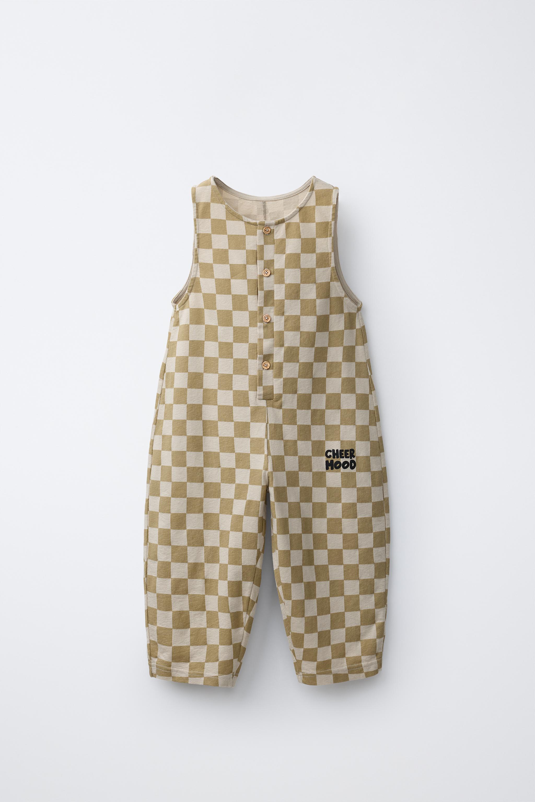 LONG CHECKERBOARD OVERALLS - Light beige | ZARA United States