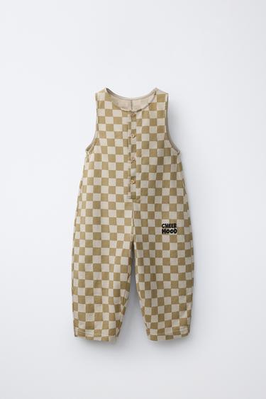 PETO LARGO CUADRO DAMERO - Beige claro de Zara