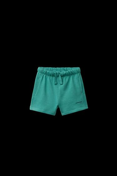 Zara TEXT PLUSH SHORTS - Blue green - Image 0