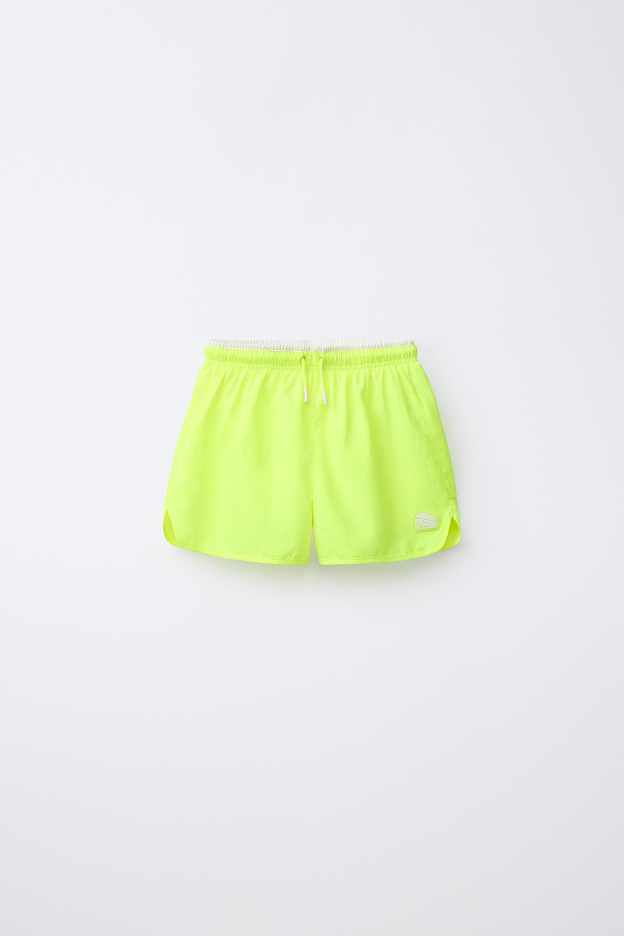 QUICK-DRY SWIM SHORTS (AGES 6-14) — Neon yellow