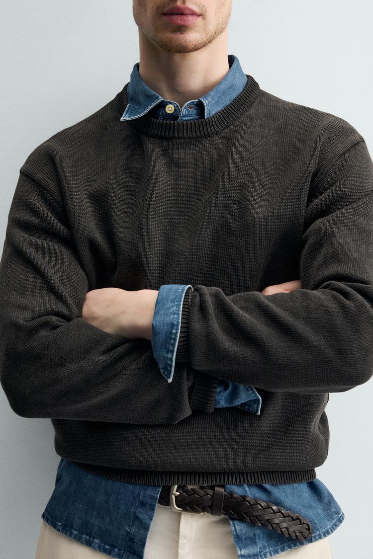 ZARA WASHED COTTON TEXTURED JUMPER