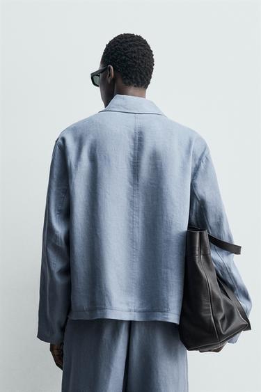 SURCHEMISE 100% LIN À POCHES - Bleu délavé de Zara - Image 2
