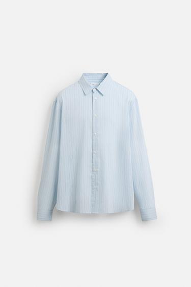 CHEMISE FLUIDE À RAYURES - Bleu ciel de Zara - Image 6
