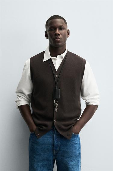 울 혼방 니트 베스트 - Zara 브라운