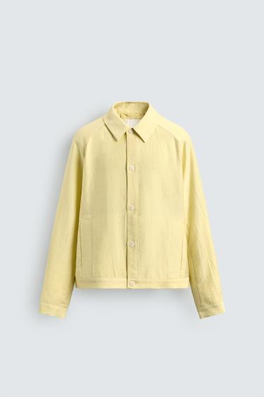 Zara RELAXED FIT TECHNICAL OVERSHIRT - Light yellow