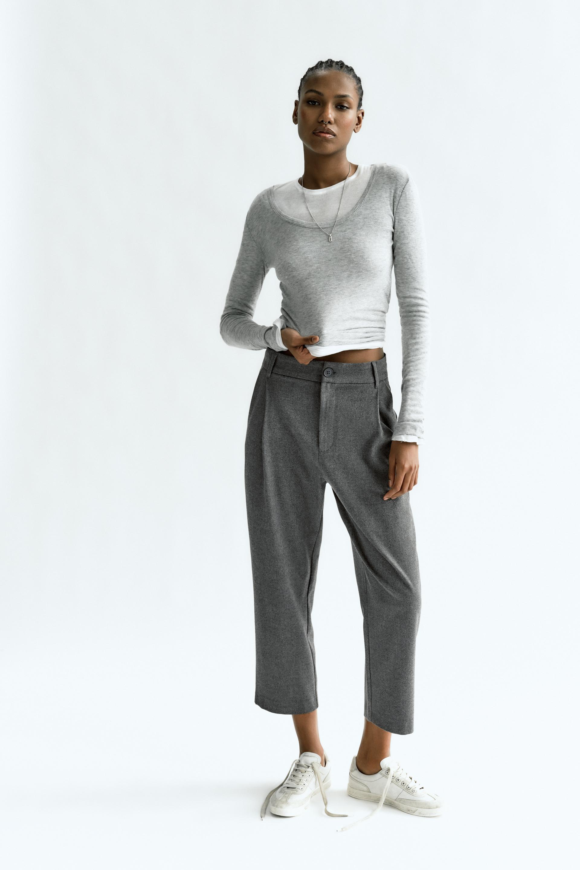 Shop ZARA 2024 SS BELTED STRAIGHT LEG PANTS (4387/073) by TIE_BM_6AY