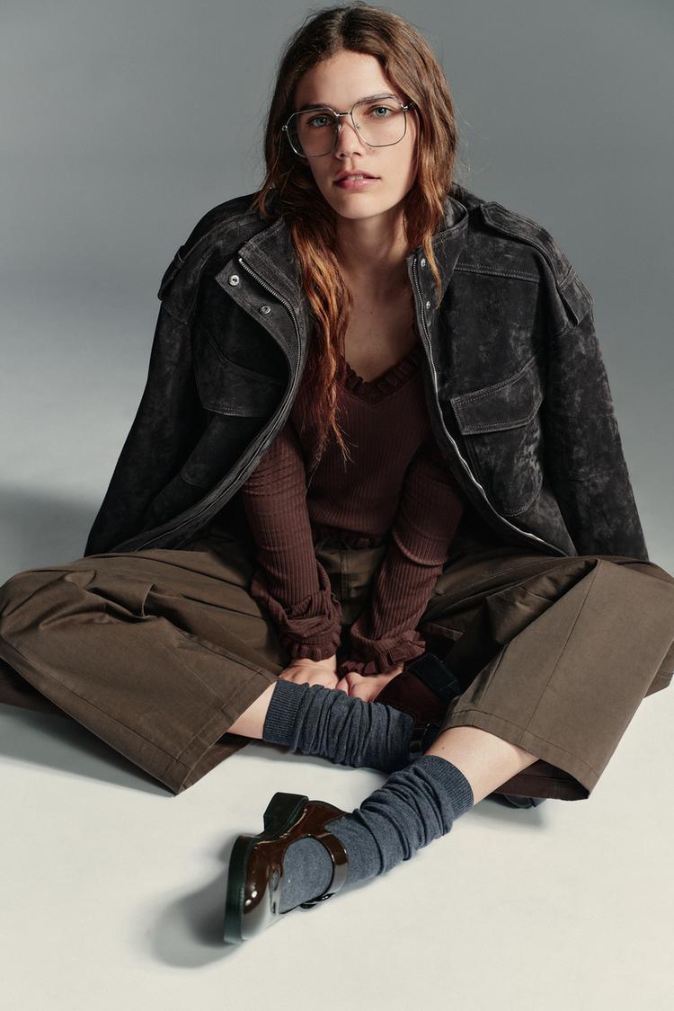 PLATFORM MARY JANES Burgundy Red ZARA Spain